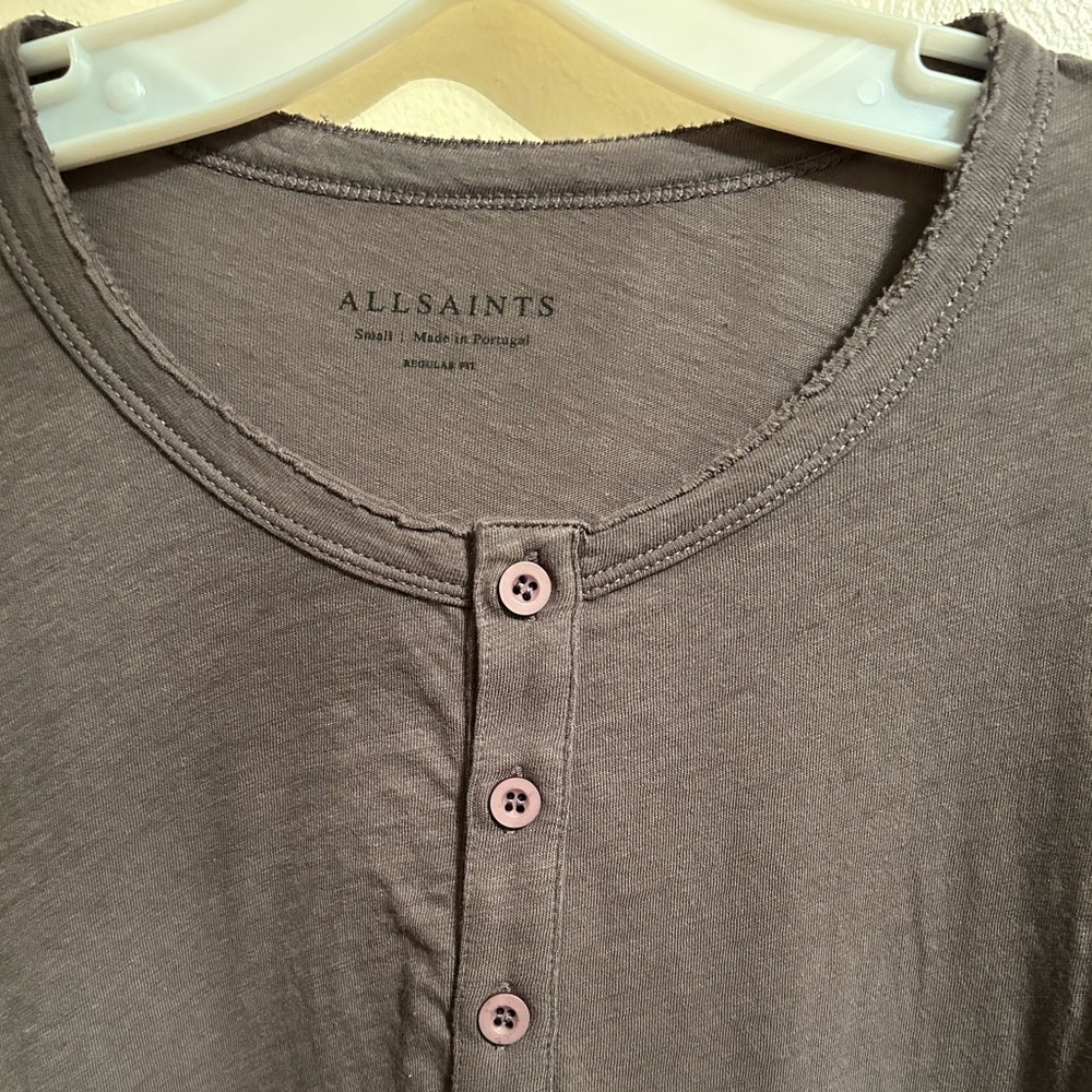 NWOT ALLSAINTS Regular Fit Long Sleeve Henley Shirt - Size Small - Picture 3 of 7